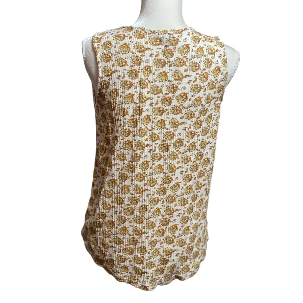 Lucky Brand Women Floral Shirt Sleeveless Tasseled Sz Small Summer Boho Peasant - Picture 3 of 10